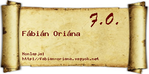 Fábián Oriána névjegykártya